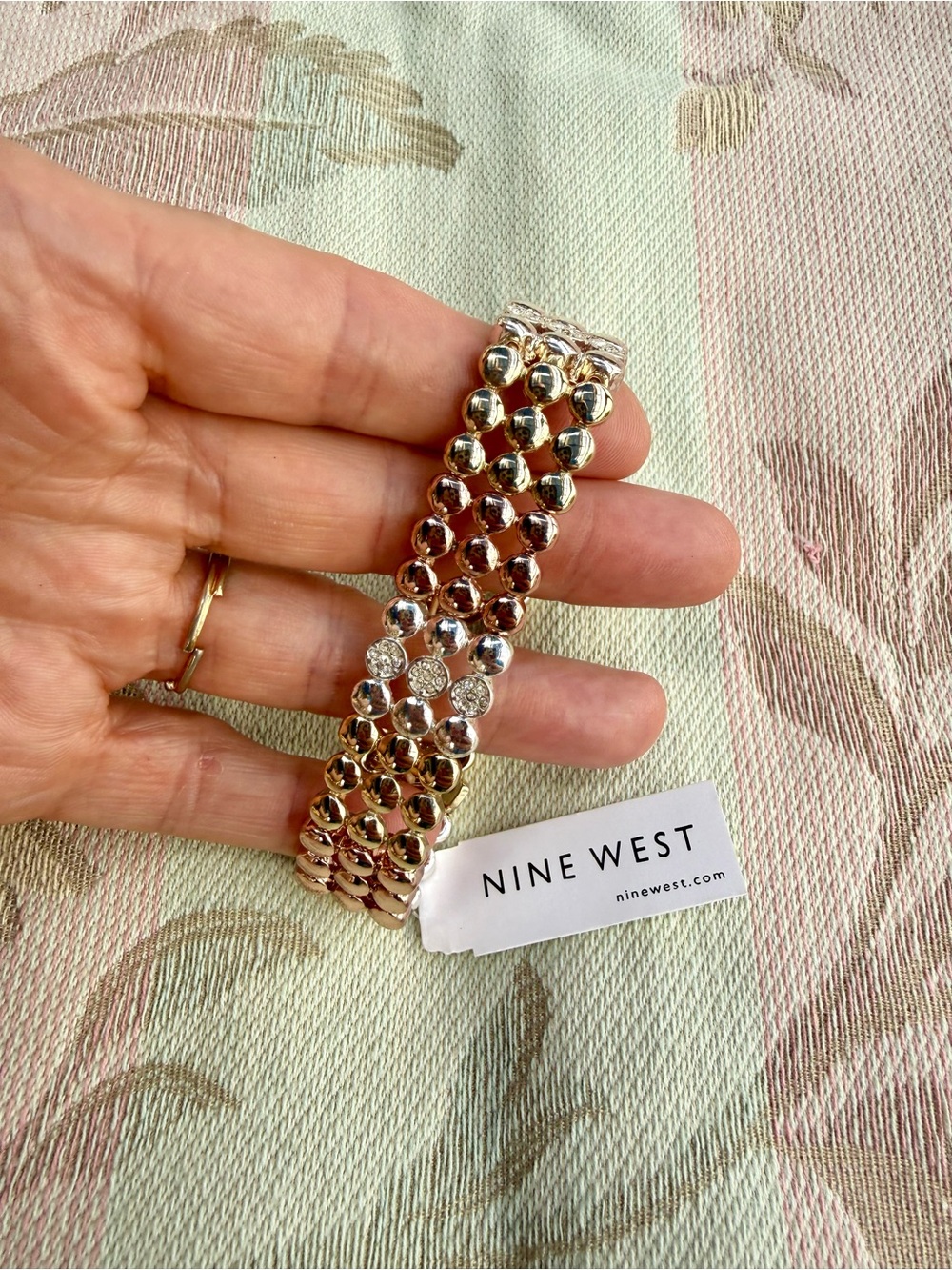 Nine West Yellow & Rose Gold-Tone and Silver-Tone  Stretch Bracelet NWT